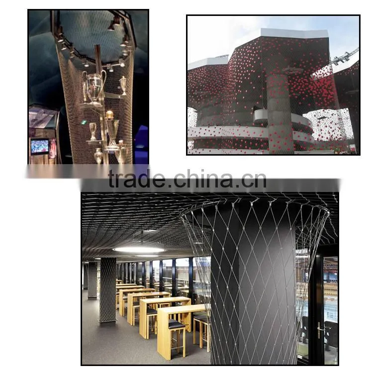 2mmx60mm X-tend flexible stainless steel wire mesh webnet railing stays with perimeter rope