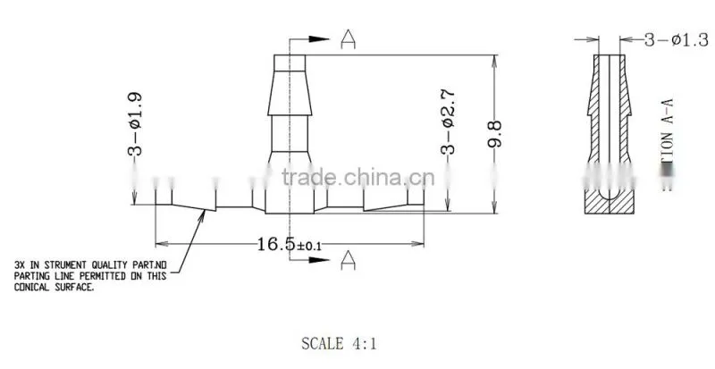 1/16" Tee Plastic joint tube connector
