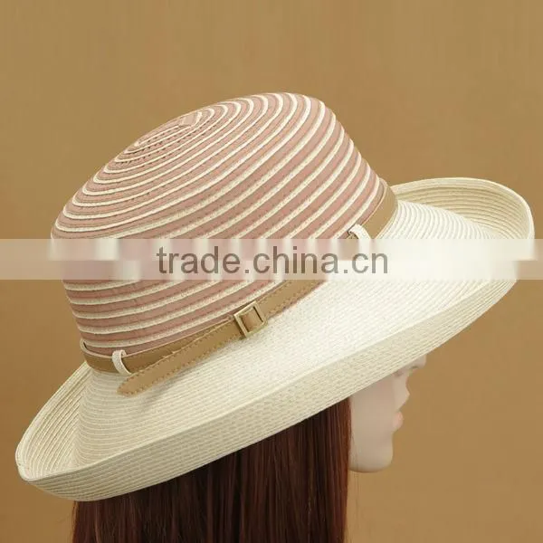 2014 The newest stripe paper braid hat/wholesale mexico straw hats