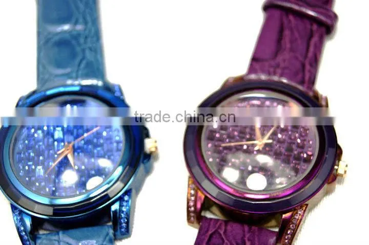 Water brick surface pu leather couple watches
