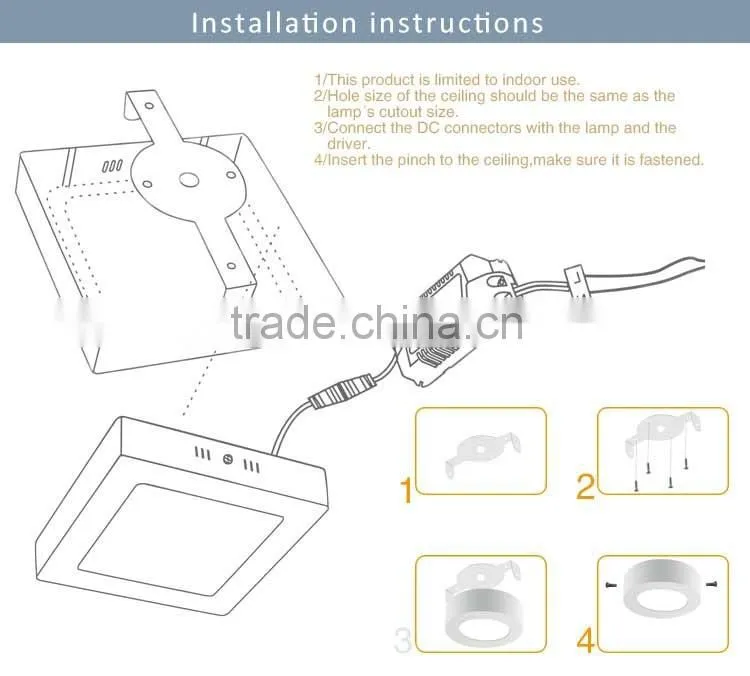 Round / Square 6W 12W 18W 24W led ceiling panel light surface mounted downlight
