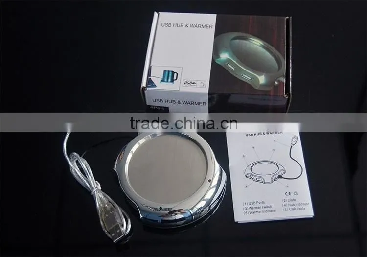 Electroplate shiny usb hub cup/mug warmer with usb hub