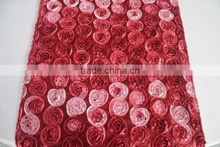 Red small rosette table runner embroidery table runner
