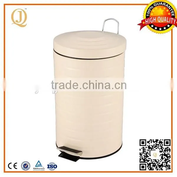 yellow painted metal trash bin/pedal trash bin 40L with flat lid