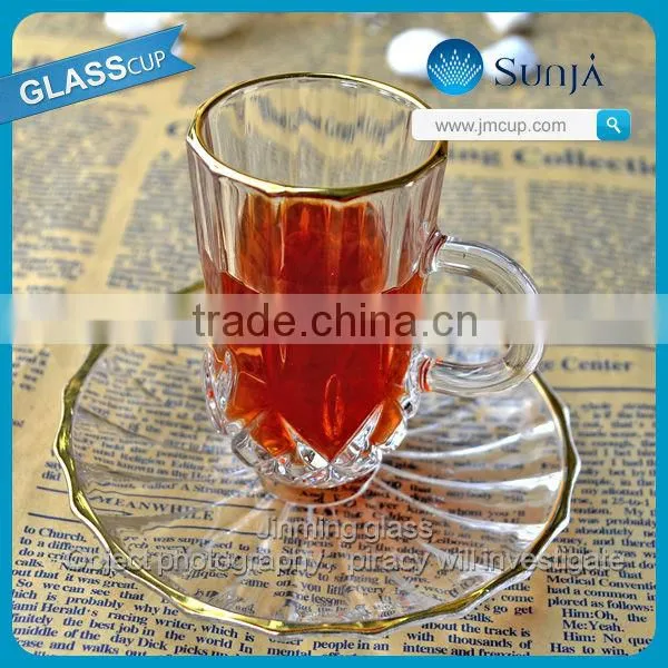 Mouth gilt diamond tea cup with plate set china manufacturer