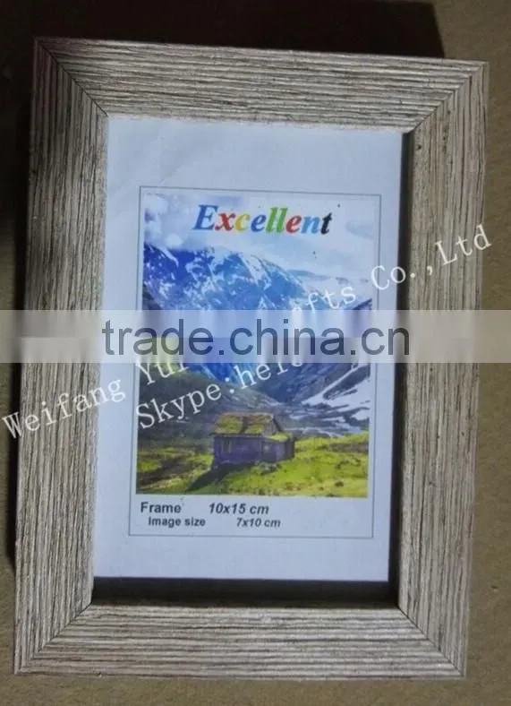 distressed wood finished PS plastic picture photo frame