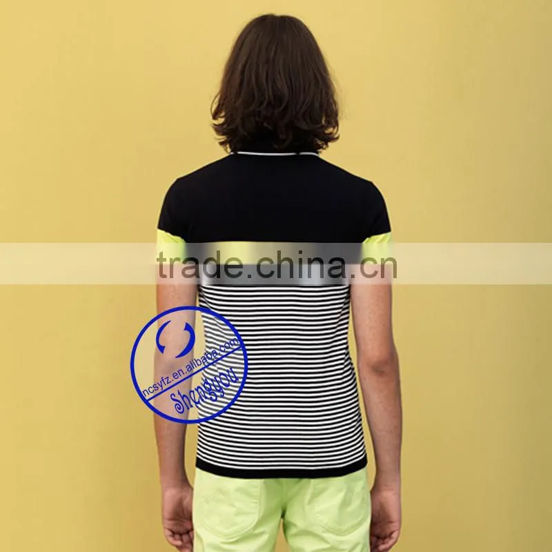 Fashion t-shirt for men stripe polo shirt made in China