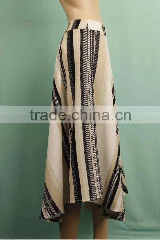 2016 Elegant ladies printed fashion cotton blend maxi skirt