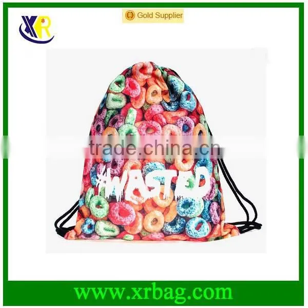 Donut Printing 3D Printing Shopping Bags Fashion Design Gym Sack Drawstring Bag