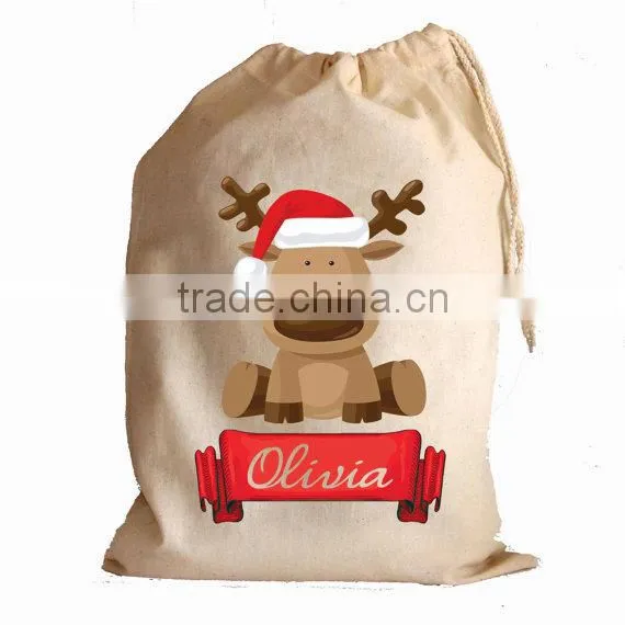 Cartoon design eco drawstring christmas bag,christmas gift bag