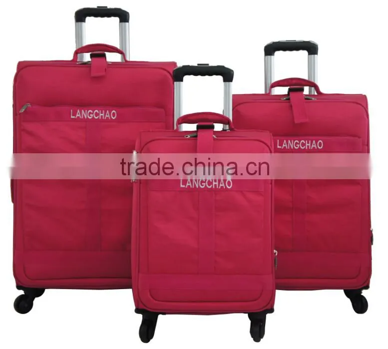 High Quality Universal Wheels New Design Carry-on Luggage Pink Nylon Luggage Set