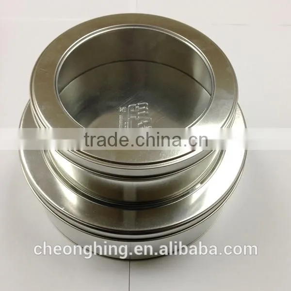 Wholesale round tin can with clear window