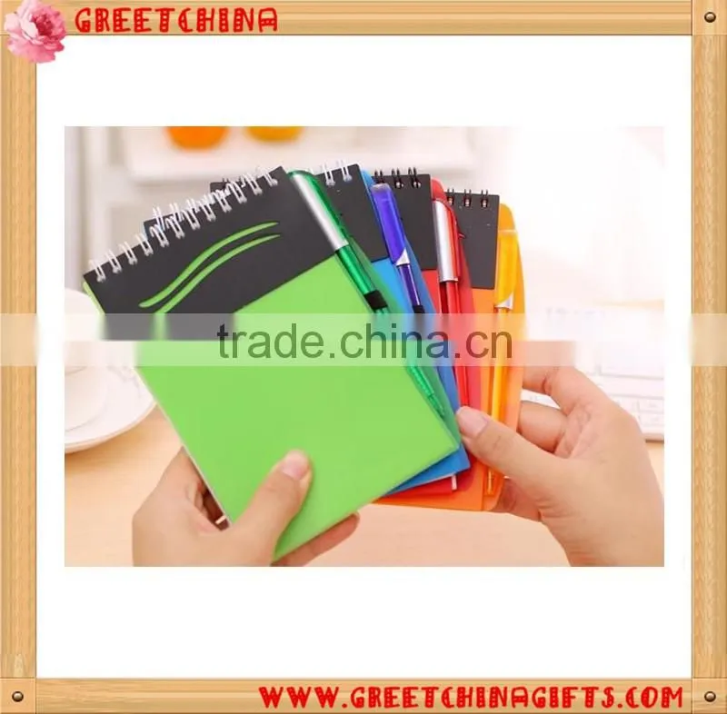 Cheap spiral kraft paper notebook with pen