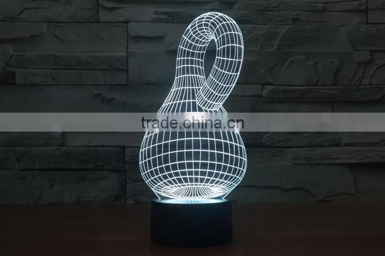 calabash shape 3d optical illusion acrylic led night light lamp touch control + battery operated christmas led lights