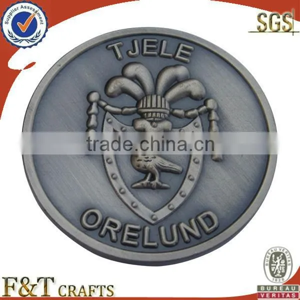 Custom metal fake gold souvenir coin with flower