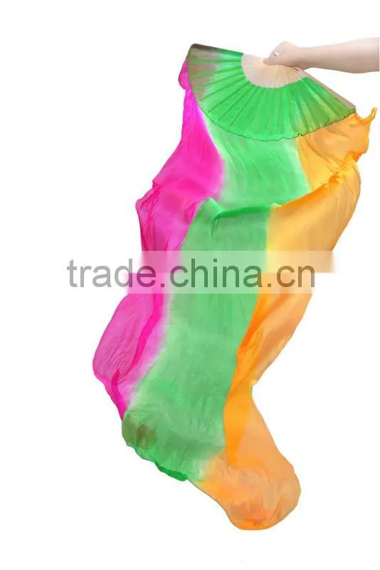 SWEGAL New belly dance silk fan rainbow colors in stock on sale