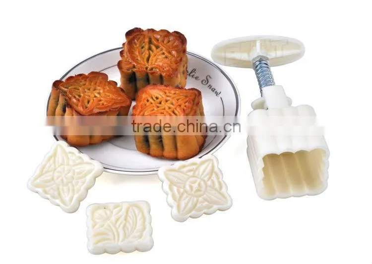 best 83g square shaped plastic moon cake mold plunger mould set with various designs stamps patterns maker