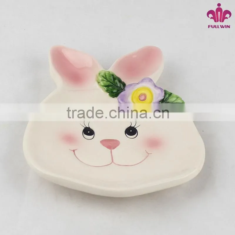 Candy ceramic plate with bunny design