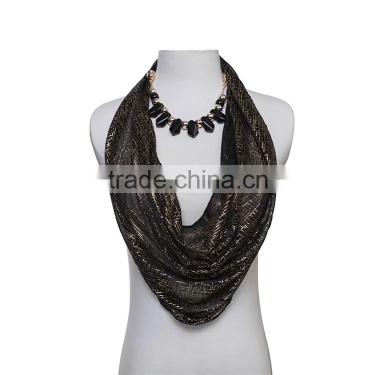 Chiffon scarf with large Acrylic beads chain for women