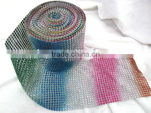 Silver plastic rhinestone mesh trimming without stone