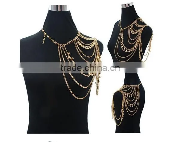2016 Wholesale new design fashion Multilayers tassel ladies BIkini body chains