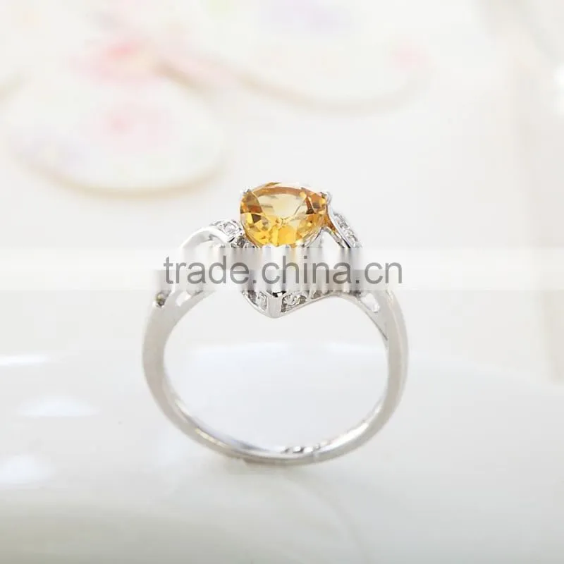 Charming pear shape citrine stone with 925 sterling silver ring. Beautiful 925 sterling silver gemstone ring