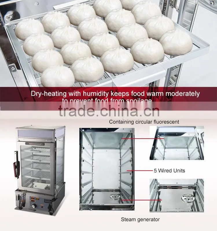 WISE Countertop Square Chinese Food Display Steamer Mechanical Type As Catering Equipment