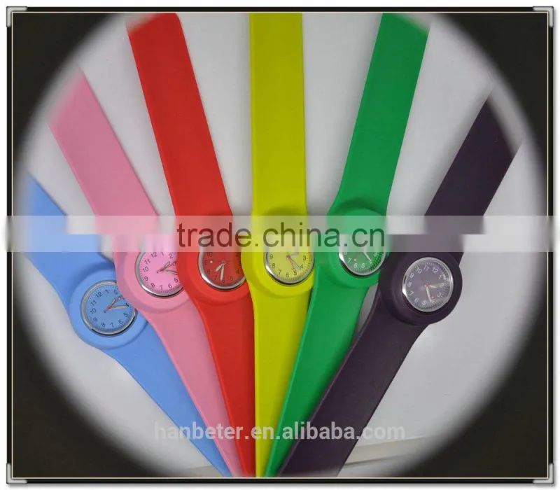2014 latest waterproof vogue colorful silicone slap watch low cost wrist watch