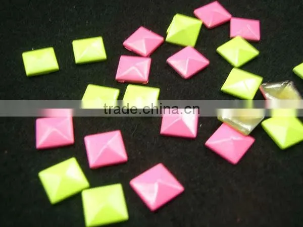 2103 newest neon color hot fix pramid dome studs square shape dome