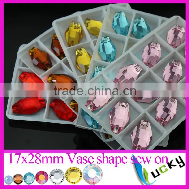 2015 new color fuchsia color sew on crystal rhinestones flatback strass with holes
