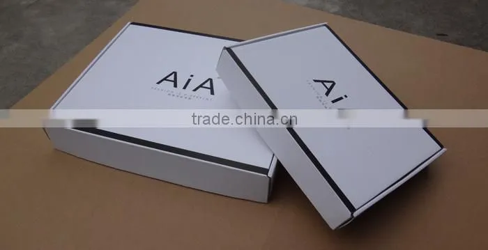 luxury elegant high quality white folding box with black stamping logo