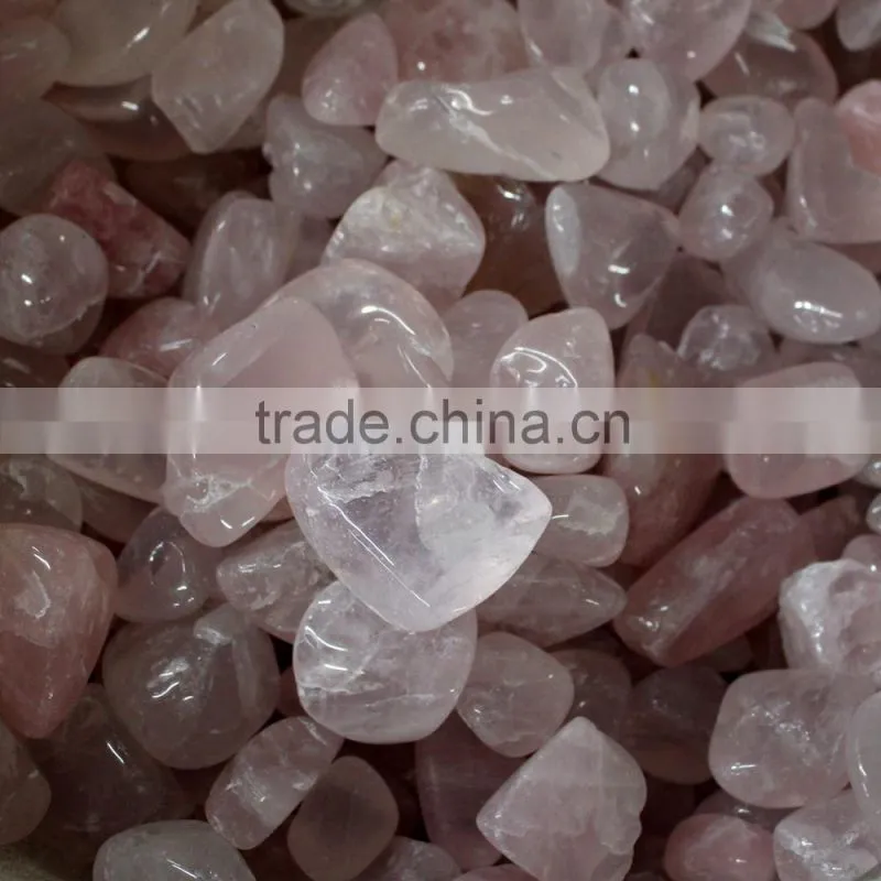 natural polished rose crystal macadam stones
