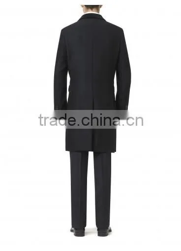 2015 new style 100% cashmere classic black cashmere overcoat