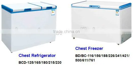 200L-650L Commercial Flat Glass Chest Showcase for Ice Cream