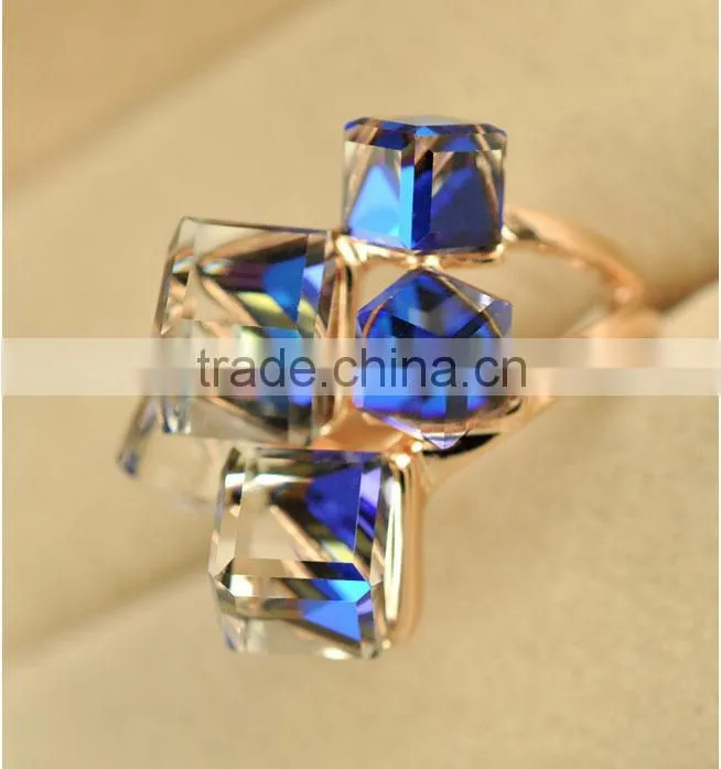 Korean Magic Cubic Zircon Exaggerated Gold Plated Luxury Ring Jewelry For Lady