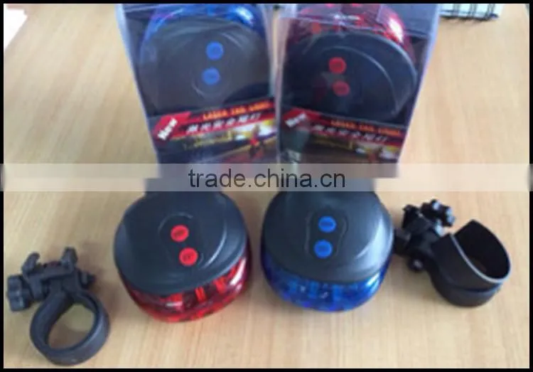 Modern red blue 5 led 2 laser mountain bike lamp cycling safety waterproof rear laser bicycle light