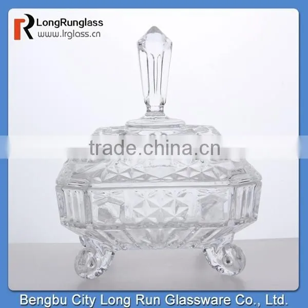 LongRun homeuse glassware classic square candy box wholesale price