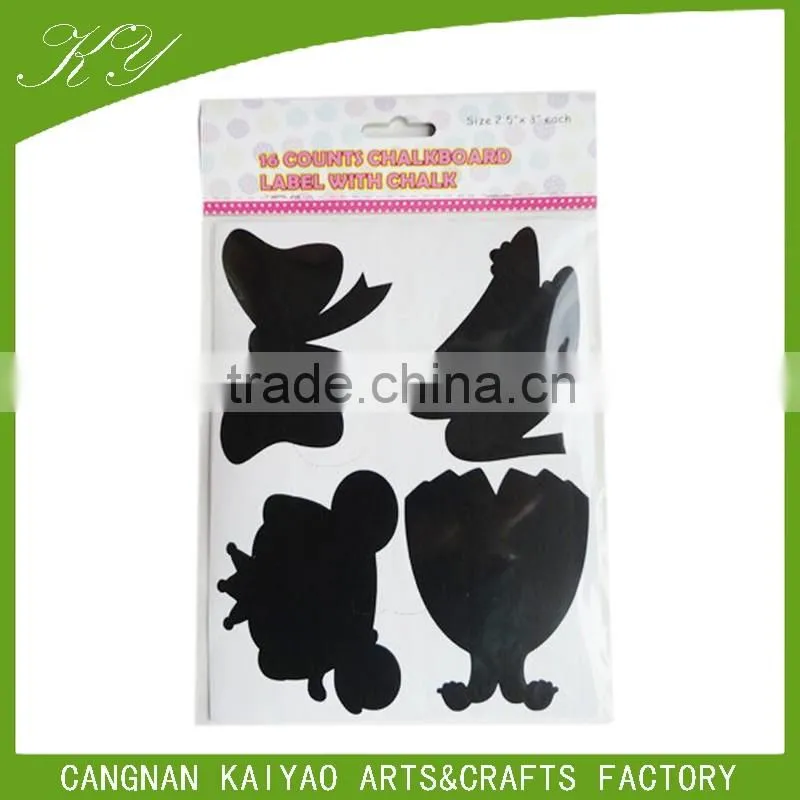 Printed chalkboard labels with chalks