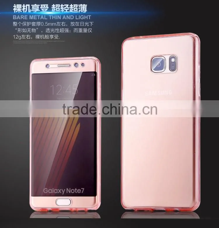 Soft TPU Transparent Case for Samung Note 7 360 Full Body Protective Cover Cases Front Touch Screen Back Cover