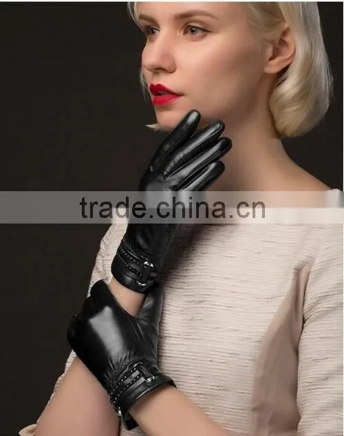 Fashionable Leather Gloves For Women Classic Black Leather Gloves For Women