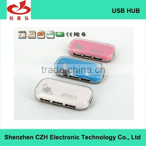 Colorful usb por hub, Plastic casing 4 port usb 2.0 hub