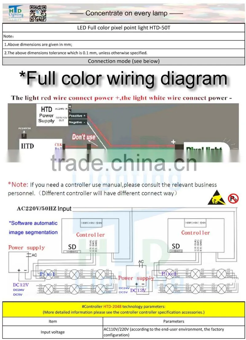 D50mm waterproof led point light sourse programming smd 5050rgb