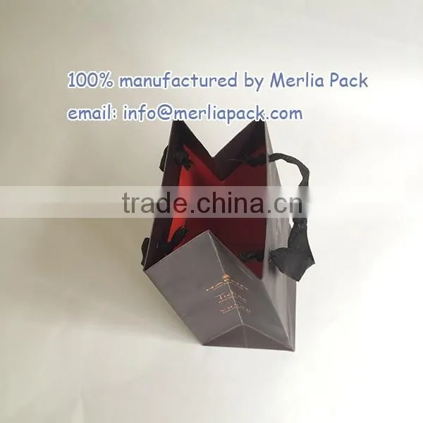 accept custom order gift bags polyester sation ribbon knotted black eyelets bags