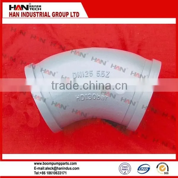 Concrete pump parts 45 degree stainless steel pipe elbow 4 inch concrete pump elbow / bend