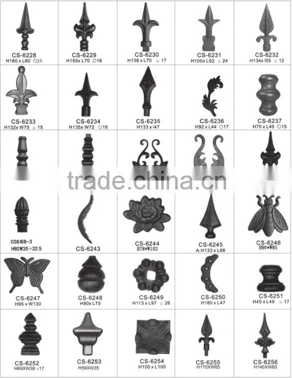 Alibaba china latest wrought iron components scroll panels, ornament welding fence parts