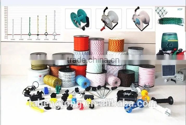 Electric fence reel for poly wire/rope/tape