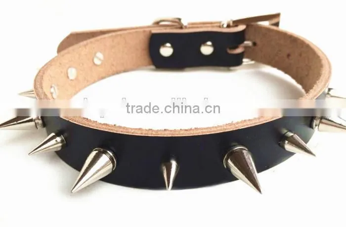 hot sale cow leather dog chains dog collar chains custom metal chain dog collar