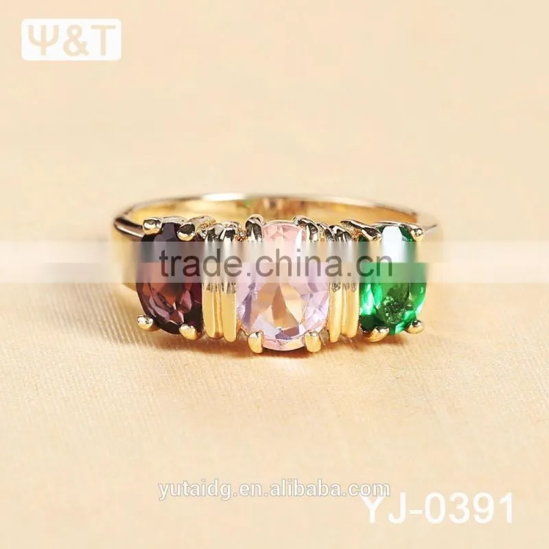 Jingli Jewelry Gold Plated Wedding Ring With Colorful Stones (YJ-391)