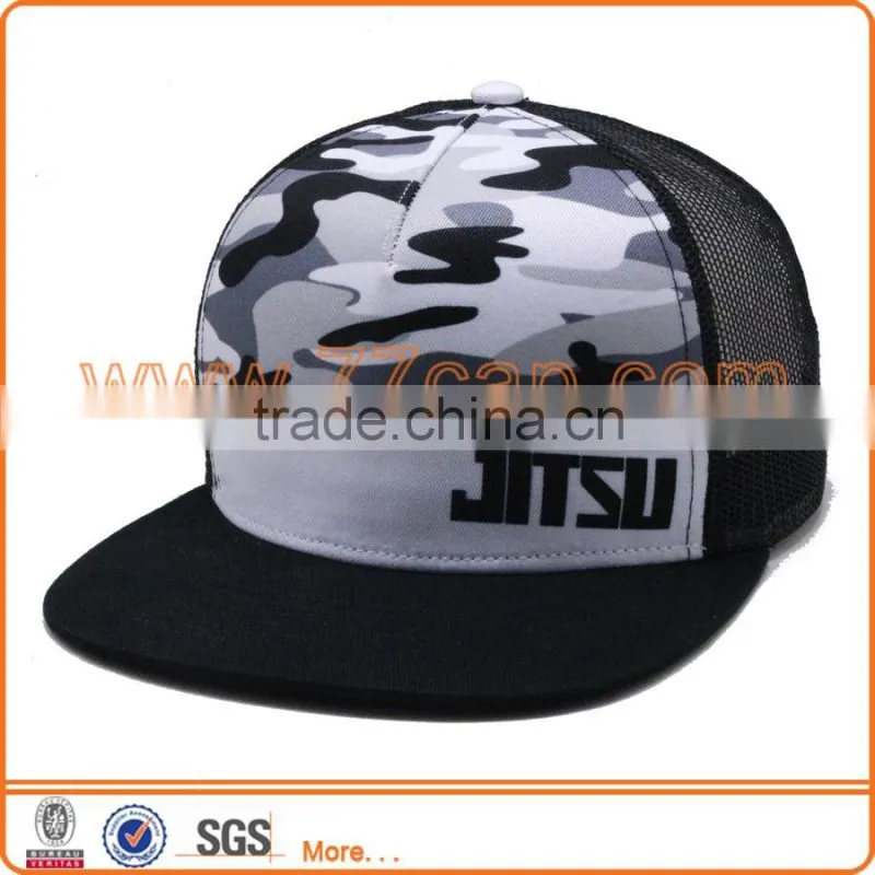 Wholesale Flat Bill Snapback Mesh Trucker Hat Custom