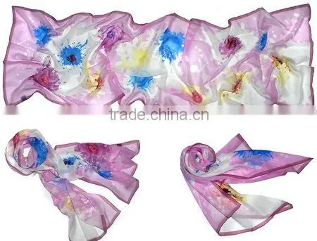 2016 Newest 100% lady silk scarves (DX1001-1)